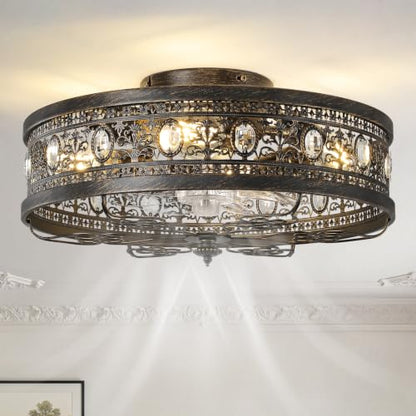 Vintage farmhouse fandelier ceiling fan with light