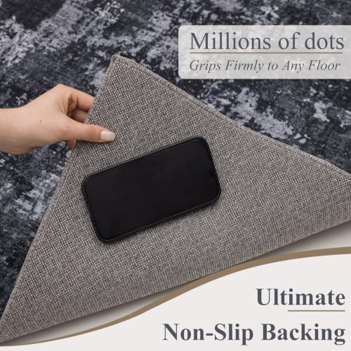 4ft Round Area Rug (Black & Grey / 4' (Round))