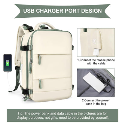 Large Travel Backpack for Women Men (White Green / 30 liters)