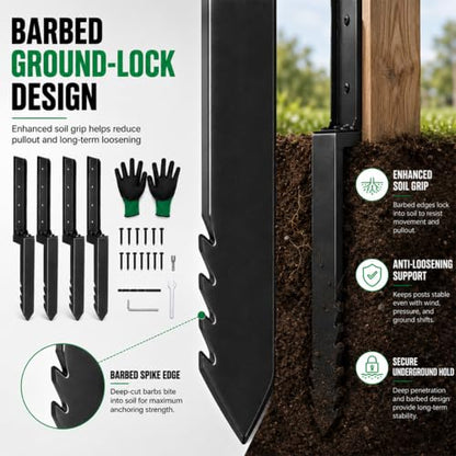 Upgraded Heavy Duty Fence Post Repair Kit Thickened Steel Anchor Stakes