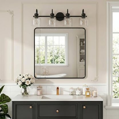 4 Lights 32" Bathroom Vanity Light Fixtures (Black / 4 Lights)
