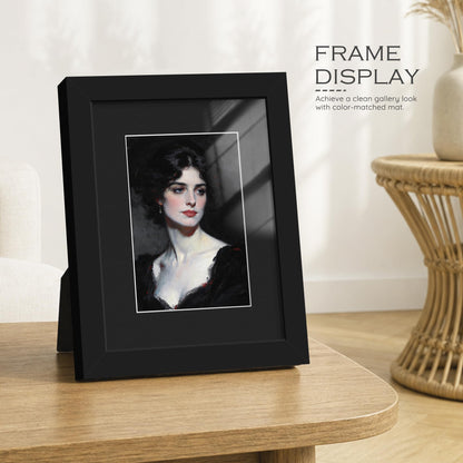 8x10 Black Wooden Picture Frame (Black Frame Black Mat / 8x10)