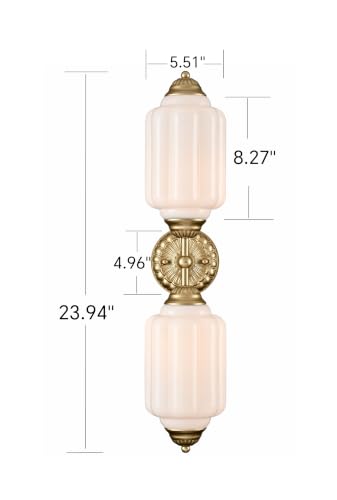 Vintage Milk Glass Gold Wall Sconce with Brass Finish