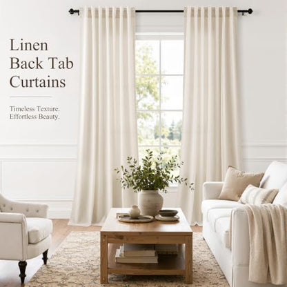 Cream Linen Curtains 100 Inches Long for Living Room 2 Panels (Linen / 52"W x 100"L (Pack of 2))