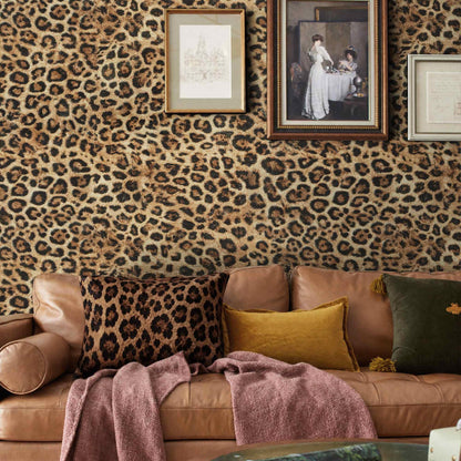 Cheetah Print Wallpaper Room Decor Brown Leopard Peel and Stick Wallpaper (Cheetah / 17.3" x 393.7")