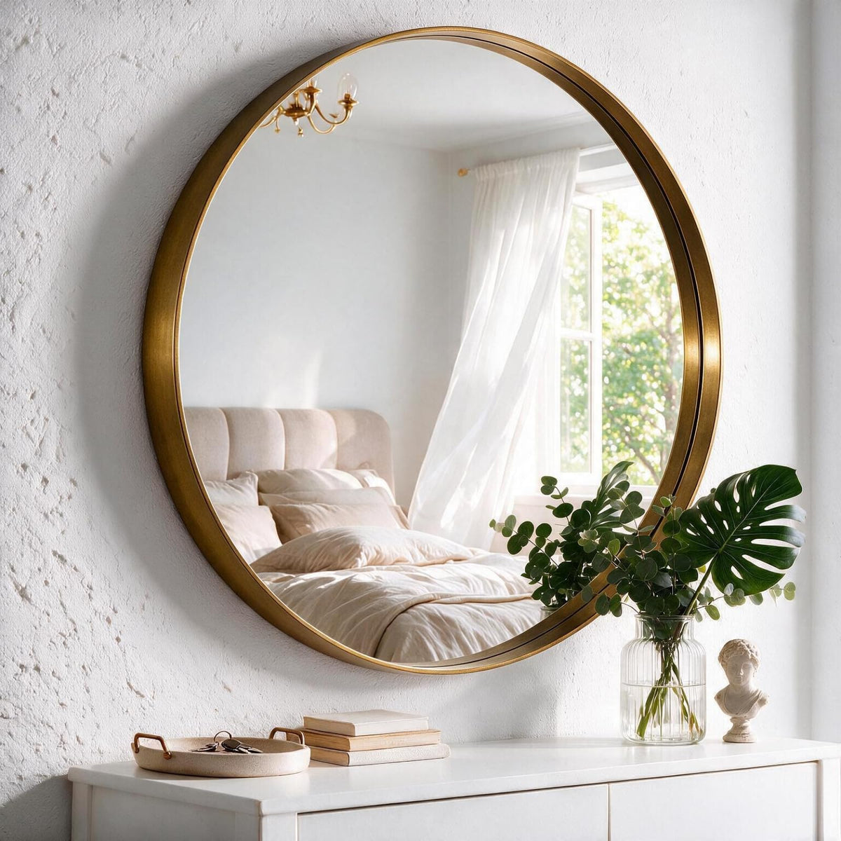 Round Wall Mirror 28 Inch (Gold / 28"L x 28"W / Concave-Circle)