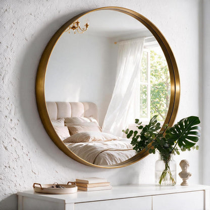 Round Wall Mirror 28 Inch (Gold / 28"L x 28"W / Concave-Circle)