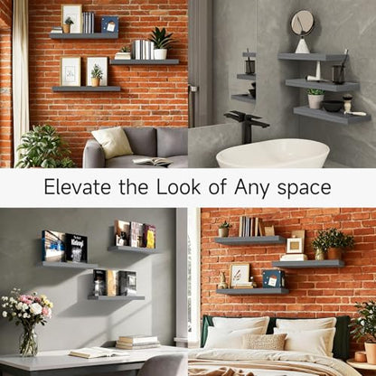 Grey Floating Shelves 15.7in (F. Grey - Industrial Edge Style / 15.7inches)