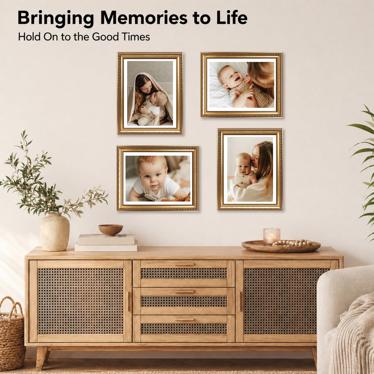 10x14 Vintage Picture Frame for 30 x 40cm Diamond Art Painting with 8.5x11 Mat (Gold / 10x14 inch)