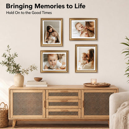 10x14 Vintage Picture Frame for 30 x 40cm Diamond Art Painting with 8.5x11 Mat (Gold / 10x14 inch)
