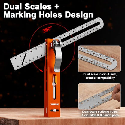 T Bevel Angle Finder Sliding Gauge with Metal Extension Arm