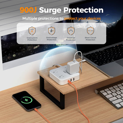 Extension Cord 5 Ft (5FT(1875W) / Grey & Surge Protector)