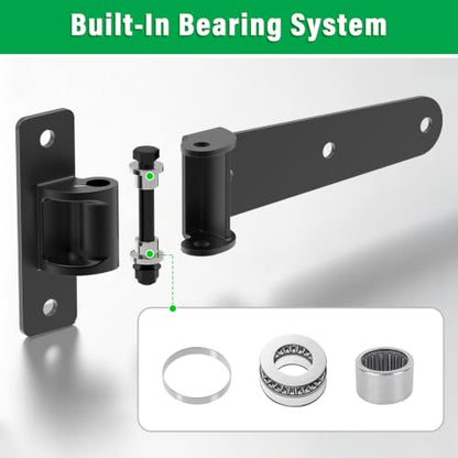 Heavy Duty Gate Hinges for Farm & Driveway Gates (T Hinges, 4 Pack)