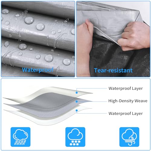 20x30FT Tarp 12 Mil Tarps Heavy Duty Waterproof (Silver&black / 2 0 X 3 0 FT)