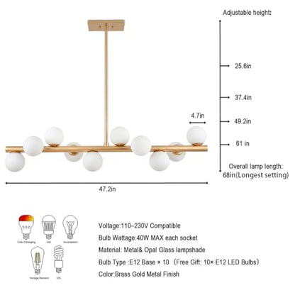 Mid Century Modern Sputnik Chandelier for Dining Room