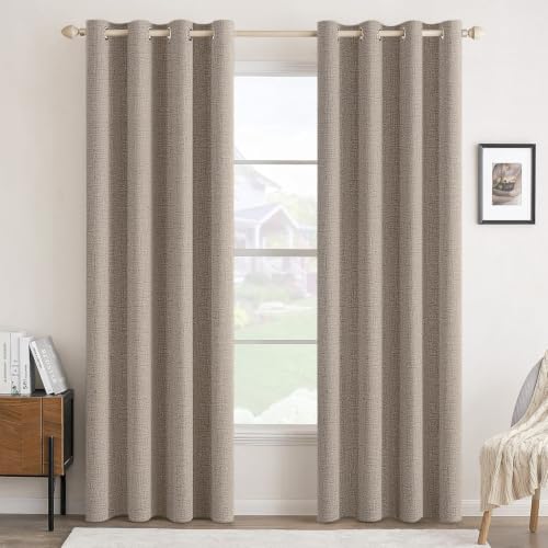 100% Blackout Linen Curtains for Bedroom 52x96 Inches Linen (Linen / 52"W x 96"L (Pack of 2))