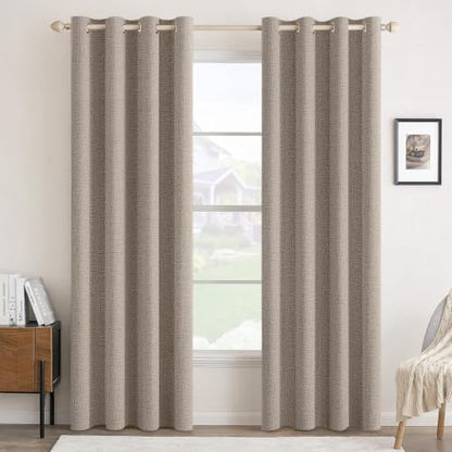 100% Blackout Linen Curtains for Bedroom 52x96 Inches Linen (Linen / 52"W x 96"L (Pack of 2))