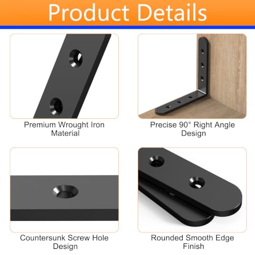 20 PCS L Corner Heavy Duty Shelf Brackets 4 x 4 Inch