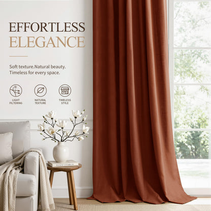 Terracotta Linen Curtains 102 Inches Long for Living Room 2 Panels (Terracotta / 52"W x 102"L (Pack of 2))