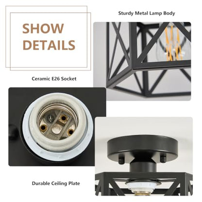 Farmhouse Semi Flush Mount Ceiling Light