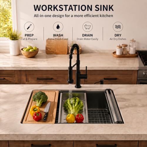 30in Black Stainless Steel Kitchen Sink Single Bowl Undermount