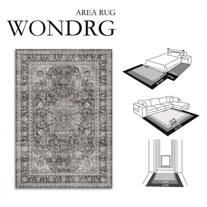 9x12 Washable Area Rug Black Grey Vintage Rug for Living Room (Black/Grey / 9' x 12' (Rectangular))
