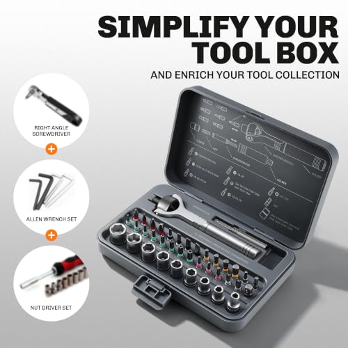 Magnetic Ratchet Screwdriver Set with Detachable Handle