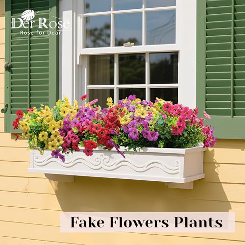 12 Bundles Artificial Flowers for Outdoors Fake Flowers Plants Spring Summer Decoration UV Resistant for Outside Home Porch Patio Garden Decor