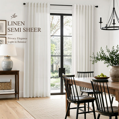 Natural Linen Curtains 87 Inches Long for Living Room 2 Panels (Natural / 52"W x 87"L (Pack of 2))