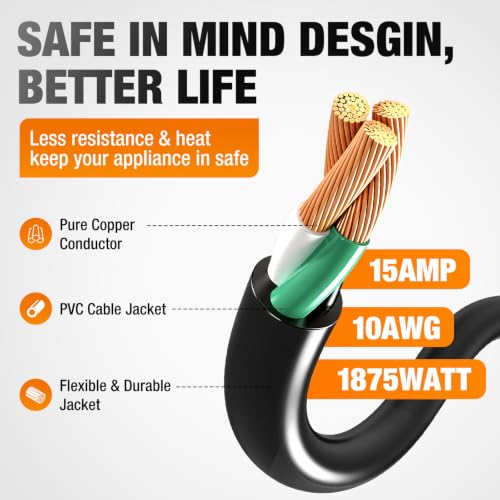 100FT 12 AWG Outdoor Extension Cord with Multiple Outlets Waterproof Black