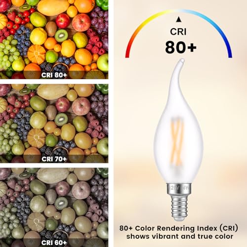 E12 LED Frosted Candelabra Light Bulbs (Frosted-4w-6 Pack)