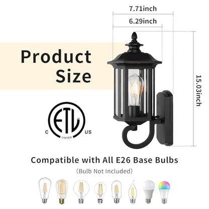 15" Outdoor Wall Light Fixture (01-BK)