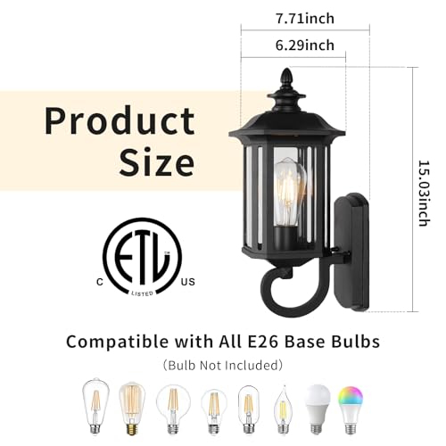 15" Outdoor Wall Light Fixture (01-BK)