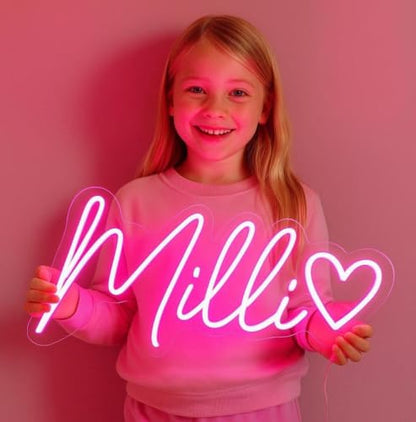 Neon Sign USB Pink Neon Lights for Wall Decor LED Night Light Signs Birthday Party Bedroom Living Room Christmas Business Decorations Girl Boy Gift