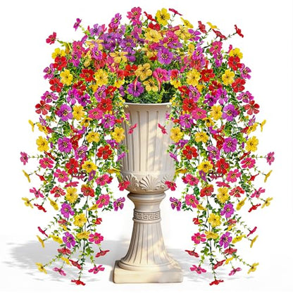 UV Resistant Artificial Hanging Flowers for Outdoors (Colorful)