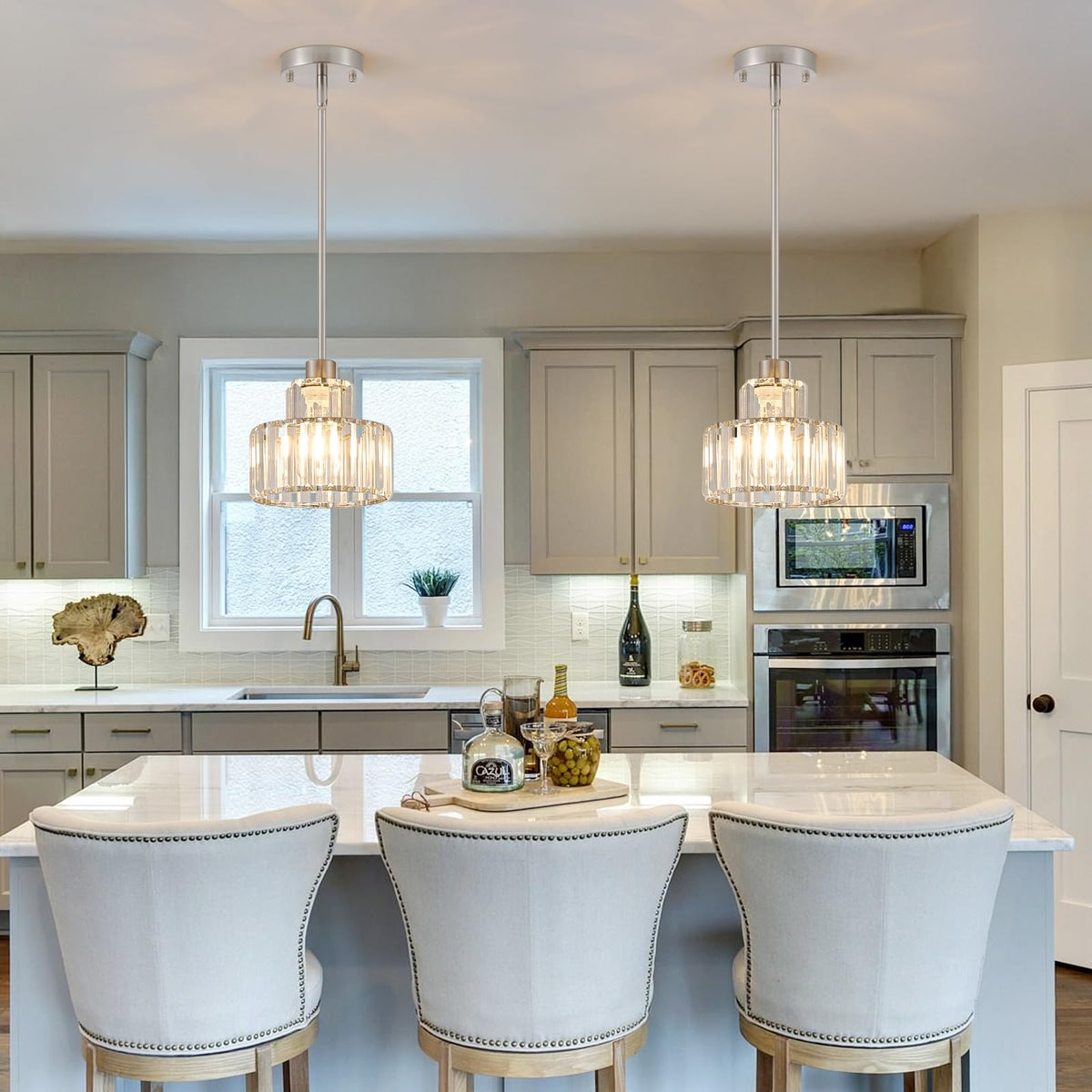 Brushed Nickel Pendant Lights Kitchen Island 1 Pack (Nickel&Clear / 1 pack)