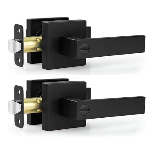 Privacy Matte Black Door Handles for Bedroom and Bathroom