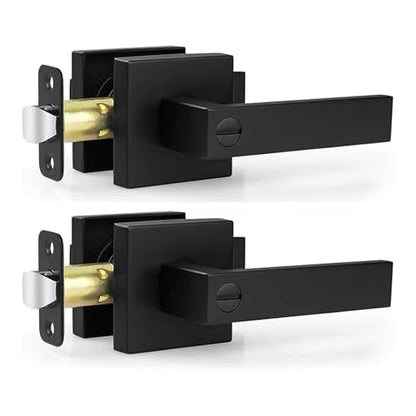 Privacy Matte Black Door Handles for Bedroom and Bathroom