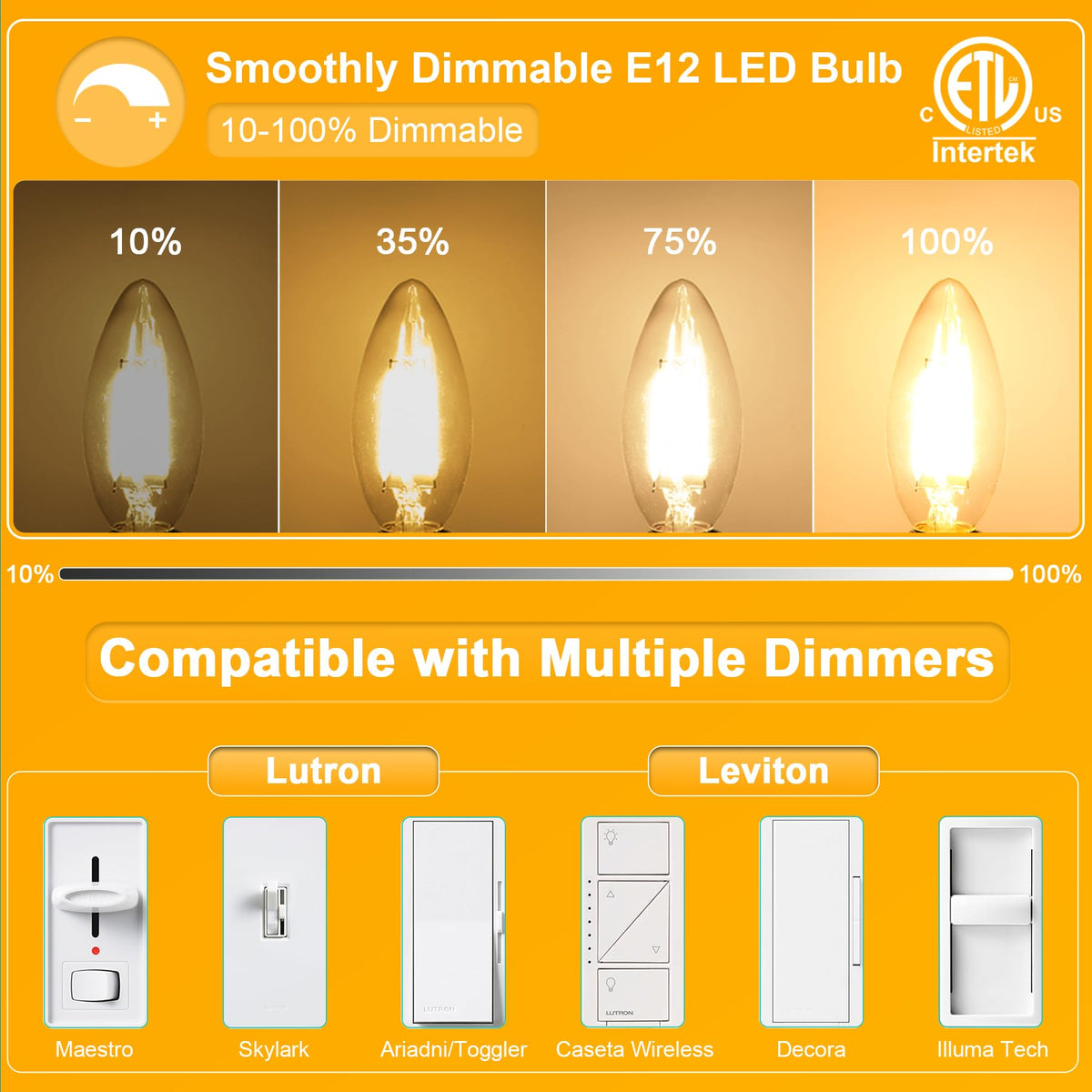 24 Pack E12 Chandelier LED Light Bulbs 60W Equivalent 2700K Warm White (24 Count (Pack of 1))