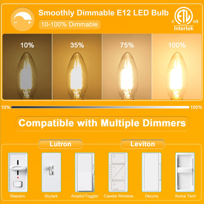 24 Pack E12 Chandelier LED Light Bulbs 60W Equivalent 2700K Warm White (24 Count (Pack of 1))