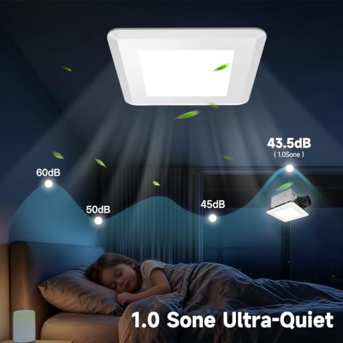 Ultra Quiet Bathroom Exhaust Fan with Light