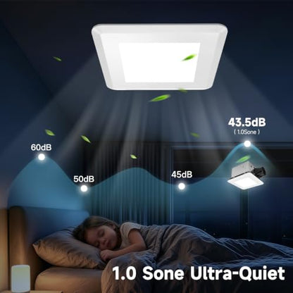 Ultra Quiet Bathroom Exhaust Fan with Light