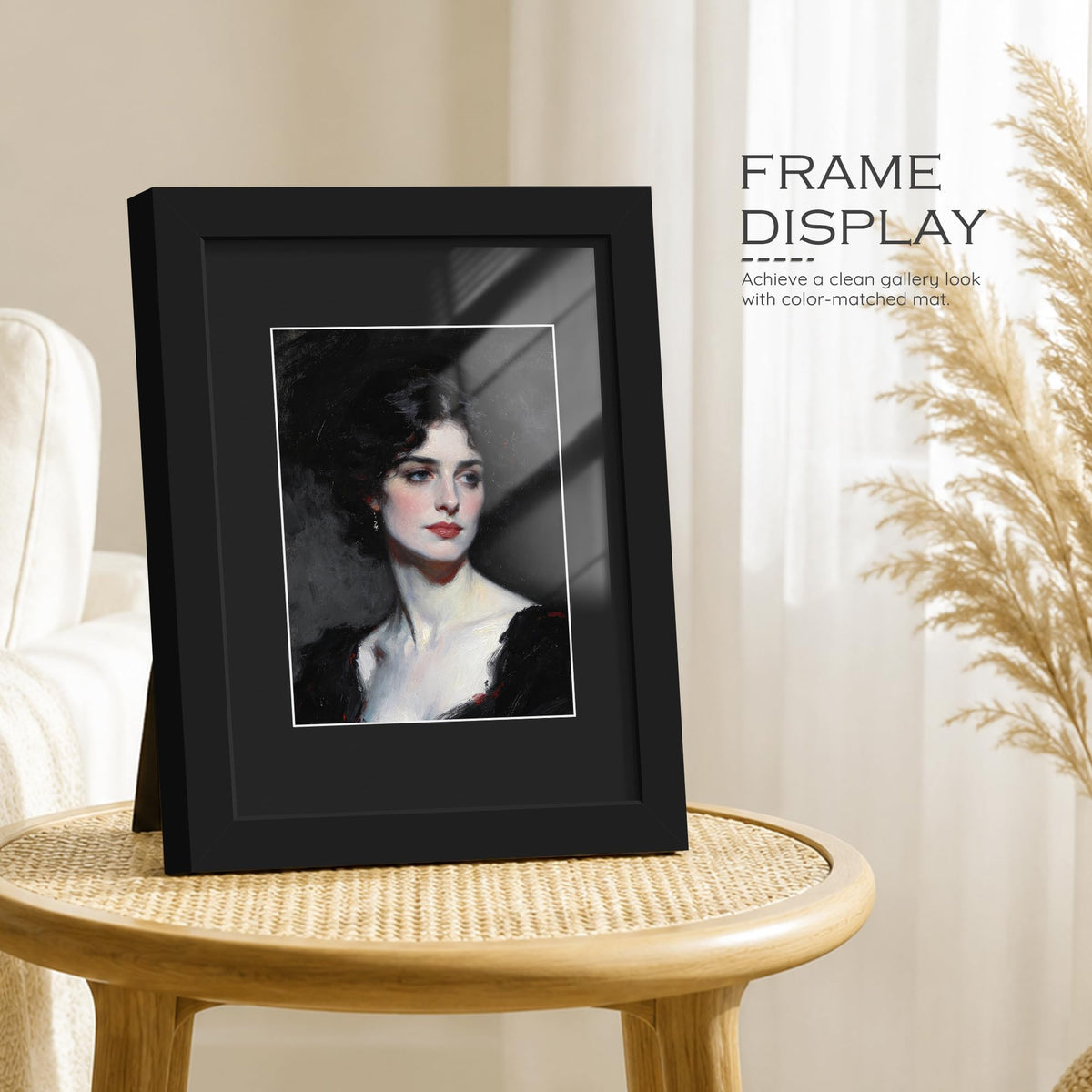 11x14 Black Wooden Picture Frame (Black Frame Black Mat / 11x14)