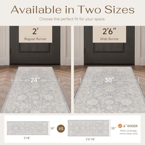 2'6x8 Blue Cream Neutral Runner Rug (Blue / 2'6" x 8' (Runner))