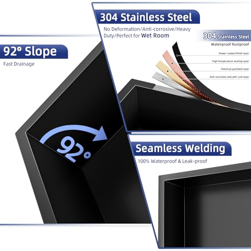 24 x 12 Inch 304 Stainless Steel Recessed Shower Niche