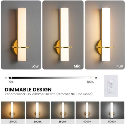 Modern Wall Sconces 5CCT LED Dimmable Bathroom Sconces for Living Room Bedroom Hallway