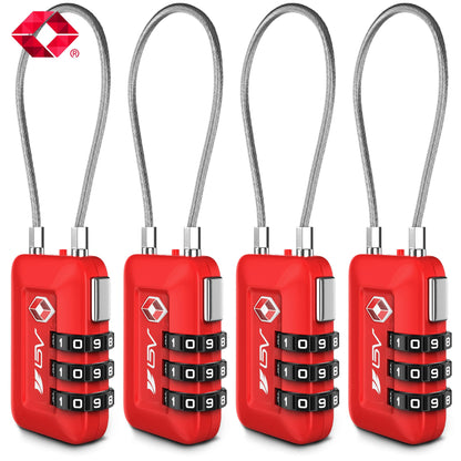 Luggage Locks TSA Accepted (Red 4-Pack)