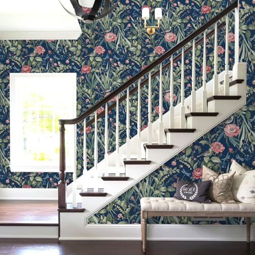Brid and Floral Peel and Stick Wallpaper Flower Contact Paper Removable Wallpaper Peel and Stick