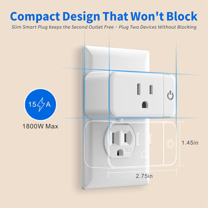 4 Pack 15A Smart Plug w (Single Outlet)