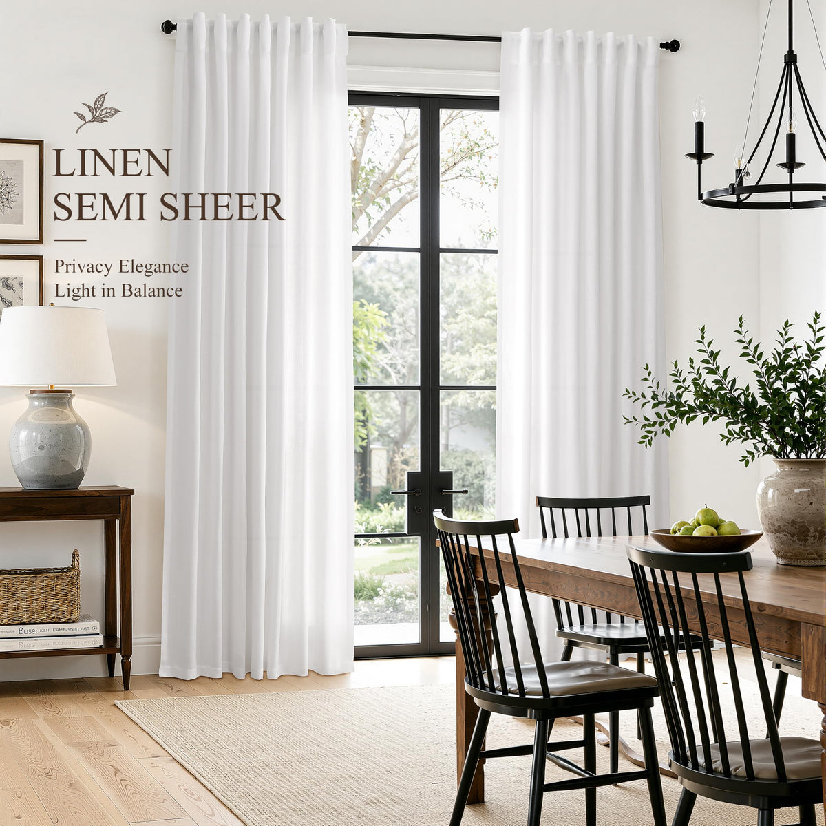 White Linen Curtains 102 Inches Long for Living Room 2 Panels (White / 52"W x 102"L (Pack of 2))